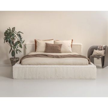Adore Ledikant Melody Rib Teddy - Met Luxe Matras - Pearl Beige - Met Opbergruimte