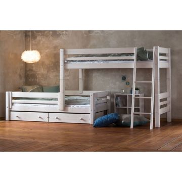 MOJO Stapelbed verstelbaar White Wash 90 x 200 cm