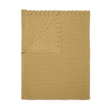 Essenza Plaid Knitted Ajour Fern yellow 130 x 170 cm
