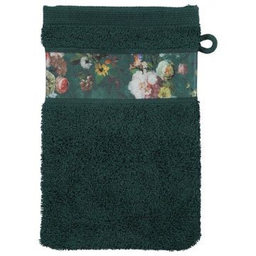Essenza Washand Fleur Donkergroen 16 x 22 cm