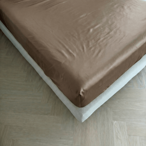 Kayori Saya Topper Hoeslaken Katoen-Satijn Taupe