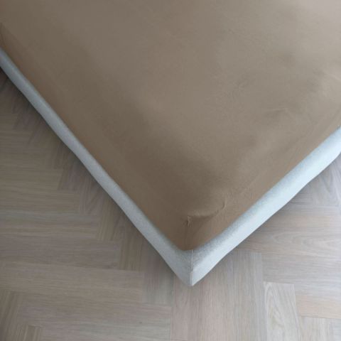 Kayori Emma Topper Hoeslaken Katoen-Satijn Taupe