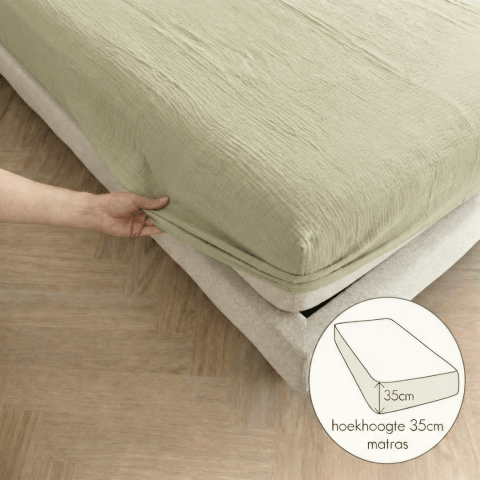 Kayori Caro Hoeslaken Mousseline Olijfgroen