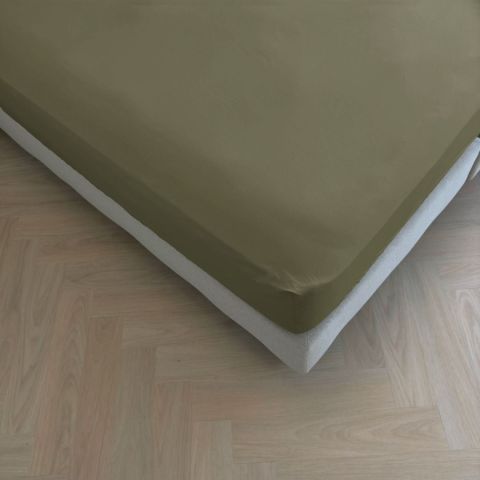 Kayori Puro Topper Hoeslaken Katoen-Perkal Khaki