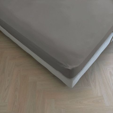 Kayori Puro Hoeslaken Katoen-Perkal Warmgrijs