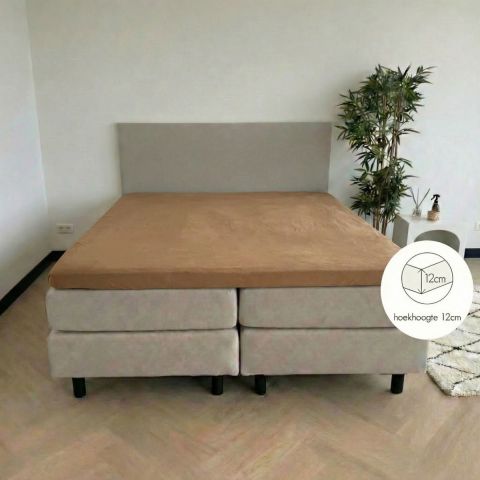 Kayori Eji Topper Hoeslaken 100% Egyptisch katoen-perkal Taupe